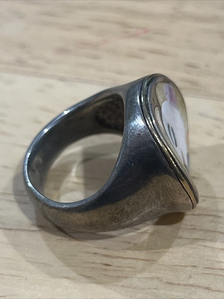 PABLO PICASSO GROSSBARDT STERlING SILVER 18k Gold Face RING Size 5 Modernist - Image 4 of 4
