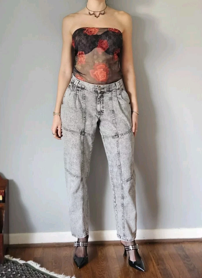 Bufanda vintage de los años 90 con estampado de rosa negra transparente Foto 2 de 4