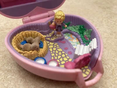 Polly Pocket Cozy Kitties Compact Lilac Heart Vintage Bluebird
