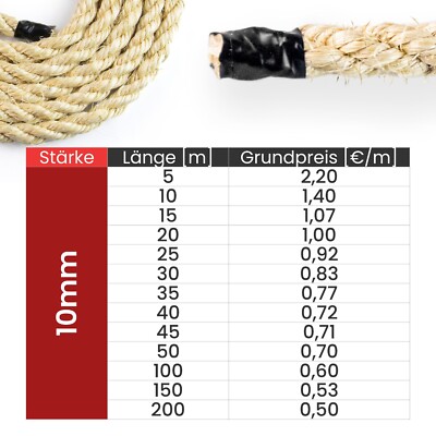 Sisalseil 1,9 Cm Dick – Naturfaser Für Garten, Heimwerker & Haustierspielzeug, 10-50 M Länge