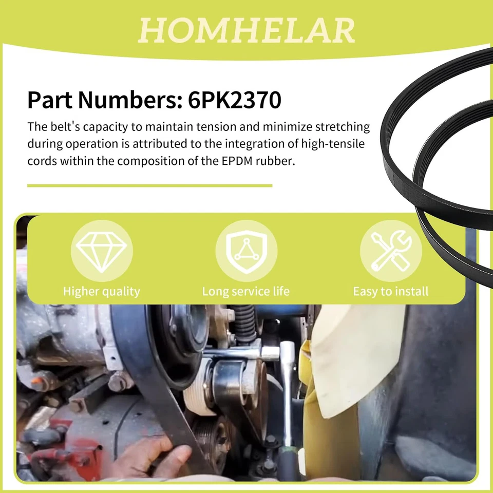 Cinturón serpentino EPDM 6PK2370 para Cadillac Escalade Chevrolet Avalanche Silverado Foto 4 de 4