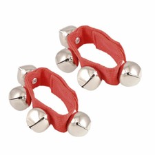 Musical Bracelet Wrist Jingle Bells Dark Red 1 Inch Wide 2pcs w Nylon Band