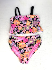 Wonder Nation Girls Medium Pink Floral Ruffle 2-Piece Tankini Swimsuit New