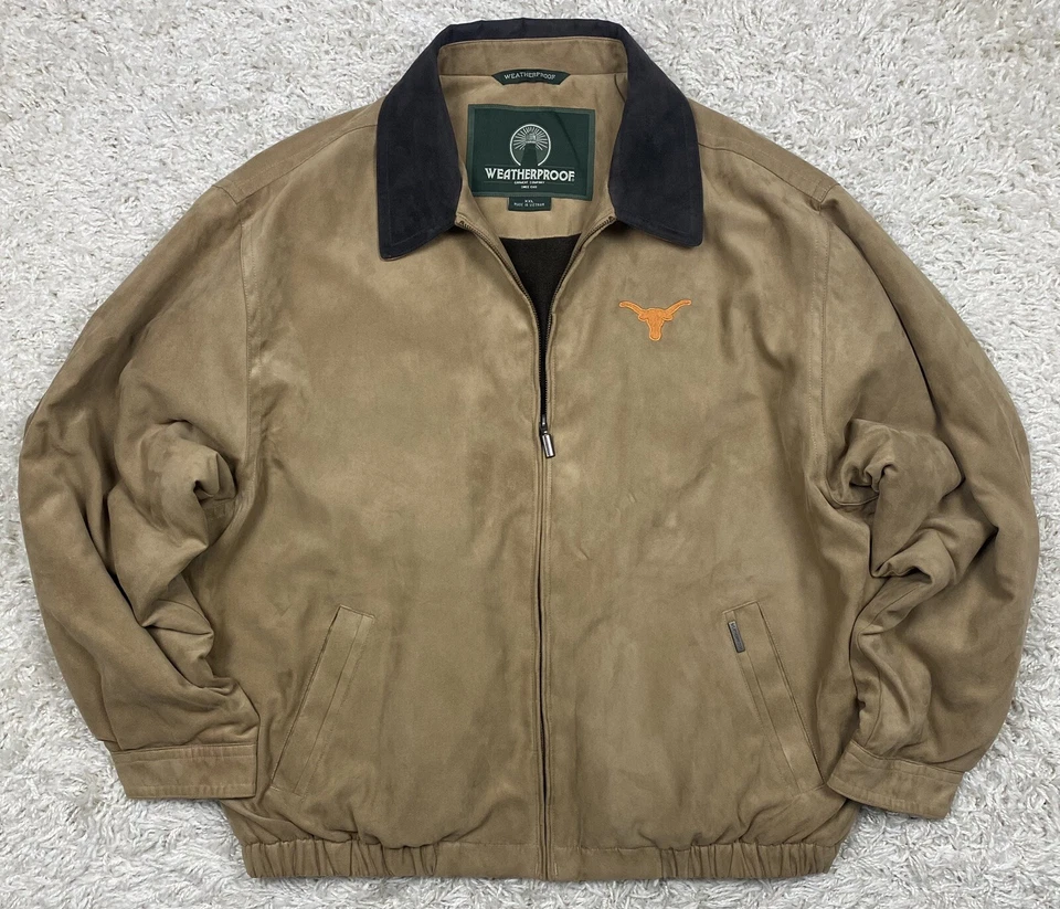 Texas Longhorns Heavy Jacket Men’s 2XL XXL Brown Faux Suede Lined Pockets - Image 2 of 4
