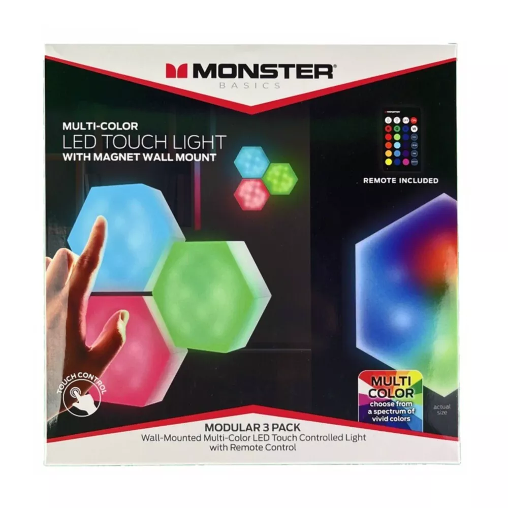 Monster l Hexagon Multi Color LED Touch Light l Modular 3 Pack eBay
