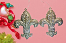 Fluer-de-Lis Hanging Ornaments Large Silver S...