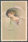 Artist Signed Zandrino Glamour Fashion Lady Hat serie 94-4 postcard HR4074