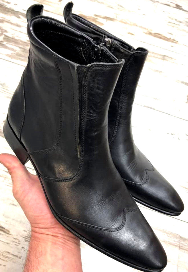 Piel de Ternero Botas Hombre Diseñador Negocios Botines Cremallera