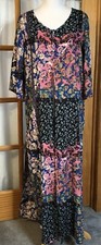 Carly Jean LA Floral Maxi Dress Womens M Oversized Patchwork Peasant Boho Beach