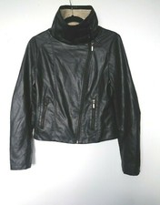 Yoki New York Womens Moto Jacket Sz S Black Vegan Leather Faux Fur Biker Jacket