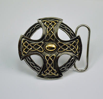 Mittelalter Kelten Belt Buckle Celtic design Gürtelschnalle gold plated * 034