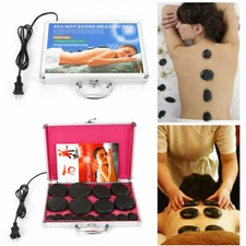 16Pcs/20Pcs Natural Massage Stones Hot Spa Rock Basalt Stone With Heater Box USA
