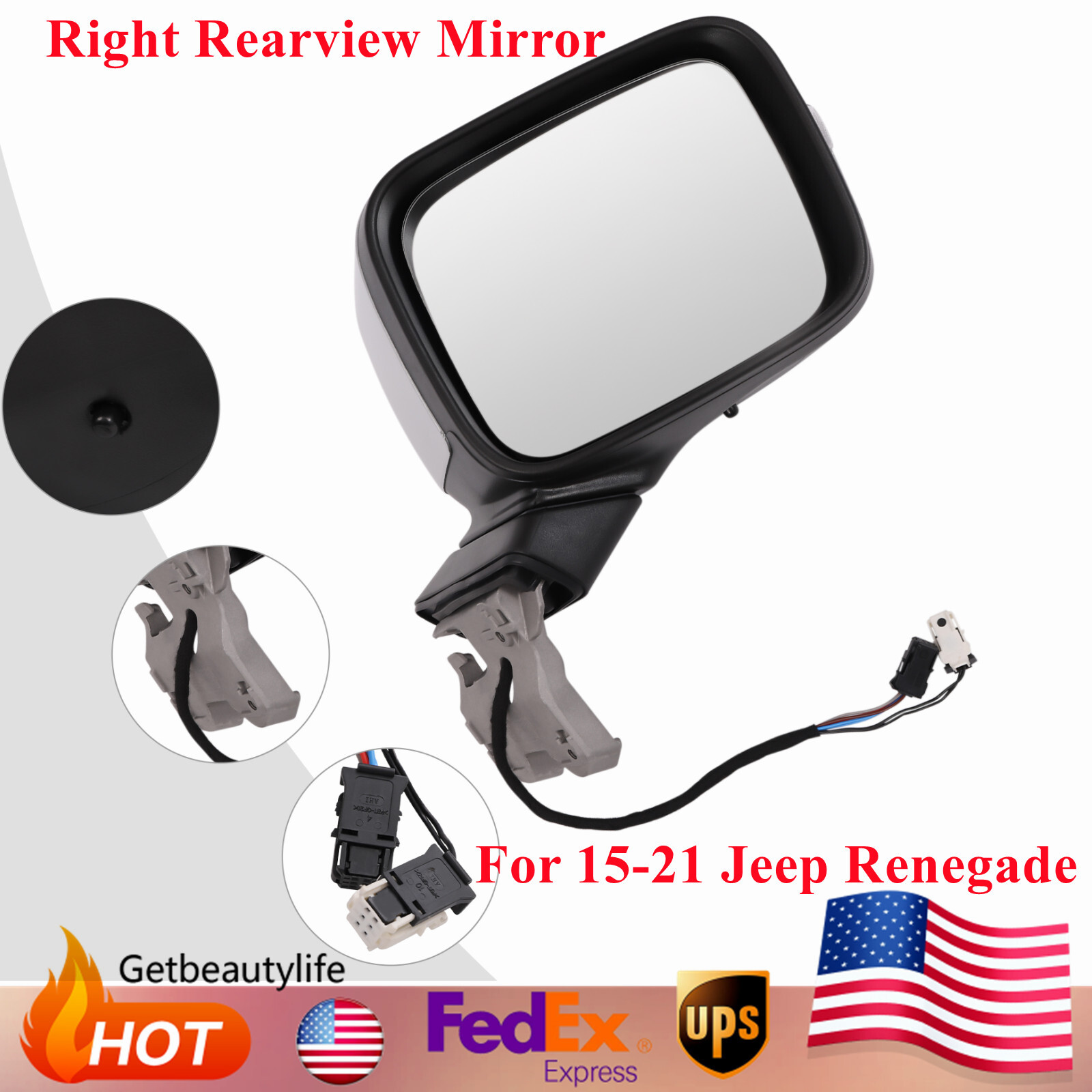 Mirror Rear View Right Passenger Side For Jeep Renegade 2015 2016 2017 2018-2021