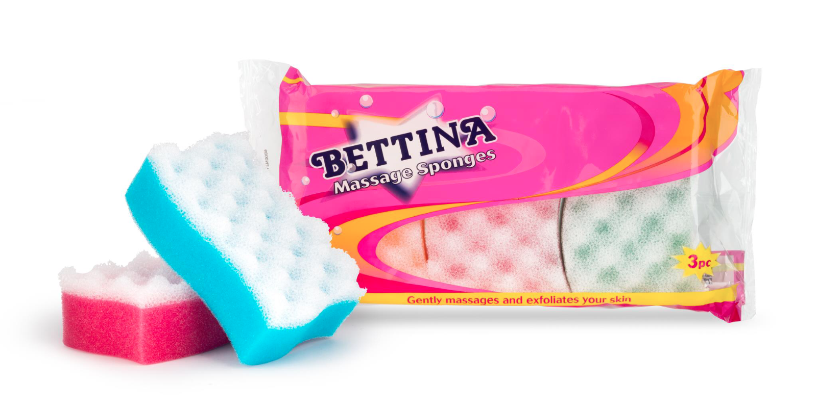 Bettina 3 Pack Soft Massaging Foam Bath Shower Sponges For All The