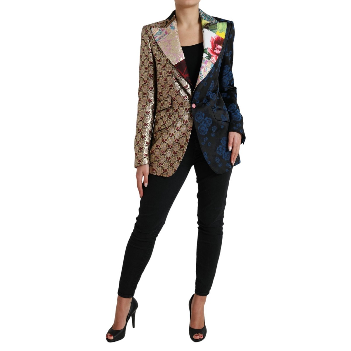 【VIP価格】DOLCE & GABBANA Floral Patchwork Jacket DOLCE & GABBANA Jacket Multicolor Floral Patchwork Jacquard