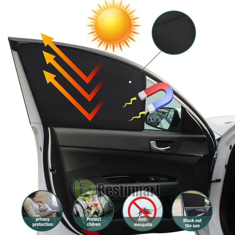 Parasol magnético para ventana de coche - 4 cortinas de privacidad para coche - Cubierta protectora 100 % UV Foto 3 de 4