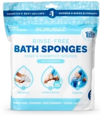Scrubzz Disposable No Rinse Bathing Wipes - 25 Pack - All-In-1 Single Use Wipes