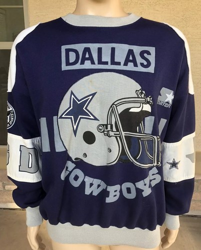 Vintage 90s Dallas Cowboys Starter All Over Print Crewneck Sweatshirt Large - Picture 1 of 12