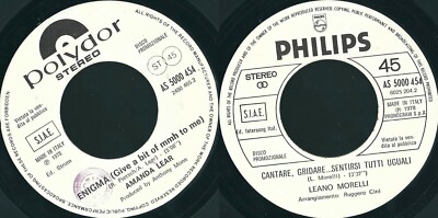 AMANDA LEAR / LEANO MORELLI    RÄTSEL / SINGEN, SCHREIEN.. SICH ALLE GLEICH FÜHLEN