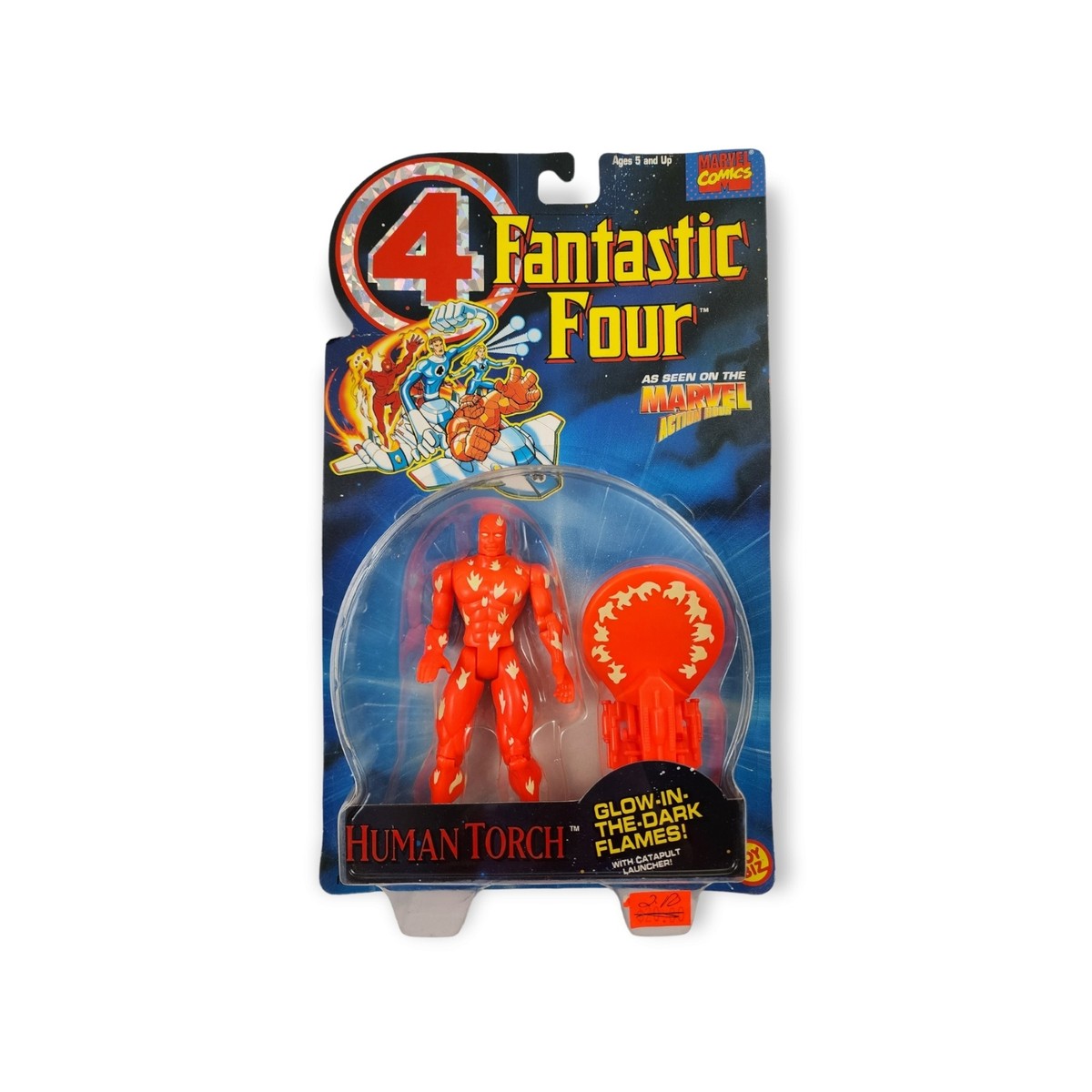1994 Toy Biz Fantastic Four Human Torch Action Figure Glow In Dark