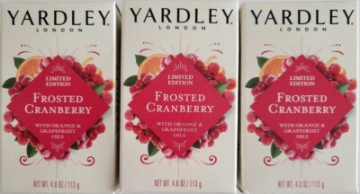 Yardley 3 Pack Frosted Cranberry With Orange & Grapefruit Oils Limited Edition  