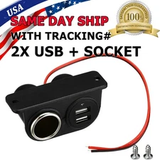 Dual USB 12V Car Cigarette Lighter Socket Splitter Charger Power Adapter Outlet