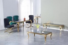 HOOZ Eleganter Esstisch Gold Barockstil Keramik Glasplatte versch.Farben 160/180