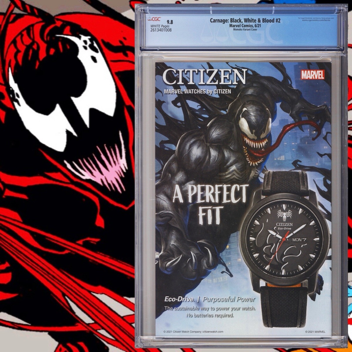 CGC 9.8 Carnage: Black, White & Blood #2 Peach Momoko Variant 2021