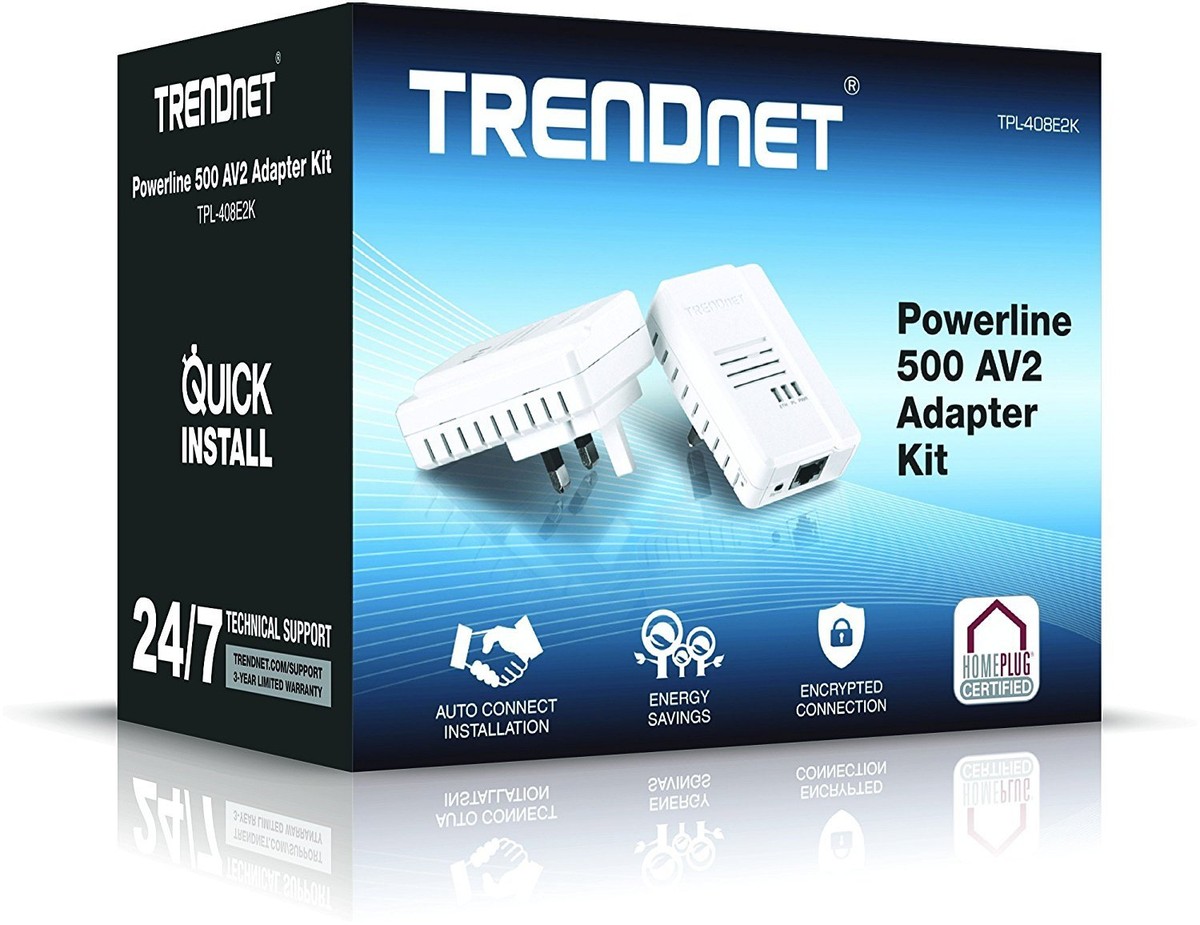 TRENDnet TPL-408E2K 500 MB/s AV2 Powerline Gigabit Ethernet