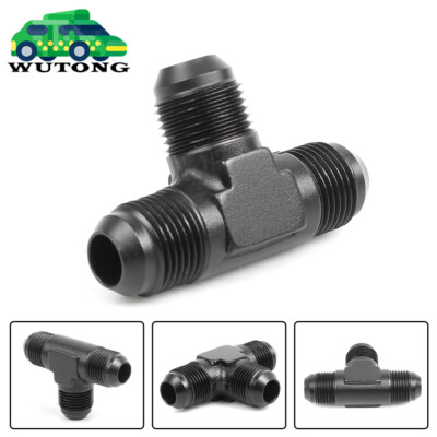 3-Way Tee T-Piece Fitting Adapter AN4 AN6 AN8 AN10 AN12 Male to 2xAN Male BLACK