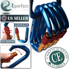 30KN Aluminum Locking Carabiner Clip Screwgate D-Ring Rock Climbing Tree Caving