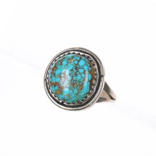 sz5 c1960's YM sterling silver Navajo Nevada Blue spiderweb turquoise ring