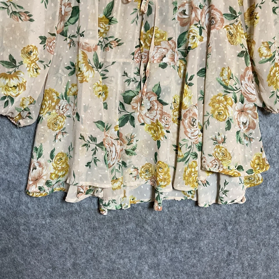 Vestido Blu Pepper Anthropologie Para Mujer Grande Floral Transparente Fluido Boho Festival Foto 3 de 4