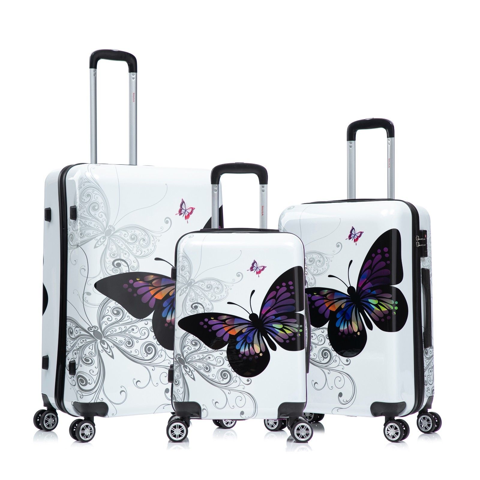 InUSA Print Hard Shell Checked Luggage Wheel Travel Suitcase Trolley 20 24 28