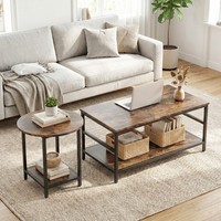 Homcom Beistelltisch 2Er-Set Couchtisch Mit Ablagen, Stahlgestell FüR Wohnzimmer