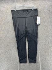 Athleta Leggings Womens Large Stealth Mesh 7/8 Tight Black Yoga Pants Athletic