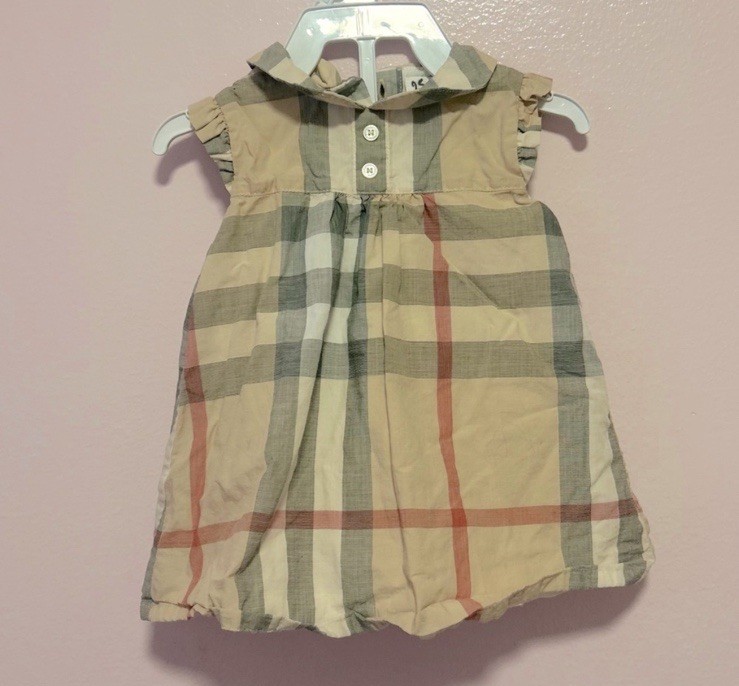 NWOT Burberry Baby Nova Check Peter Pan Collar Dress And Bloomers Size 3 Months