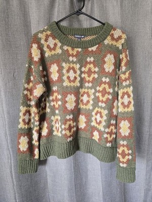 $145 Toad & Co Cotati Wool Blend Dolman Sweater Large Granny Square Grandma Boho