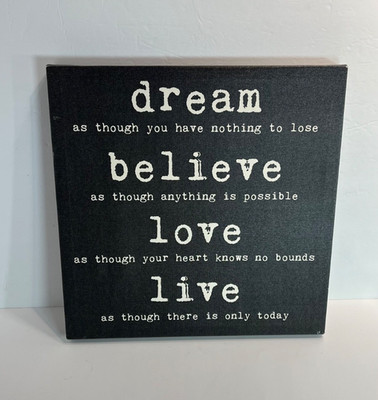 16  Extra Large Sign DREAM BELIEVE LOVE LIVE Inspirational Home Decor Burlap Gre