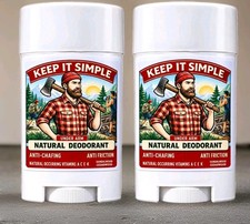 (2 Pack) All Natural Mens Deodorant Non Staining Aluminum Free Odor Protection