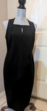 Calvin Klein Women's Dress Black Gold Zipper Back Sleeveless Size 10 Business