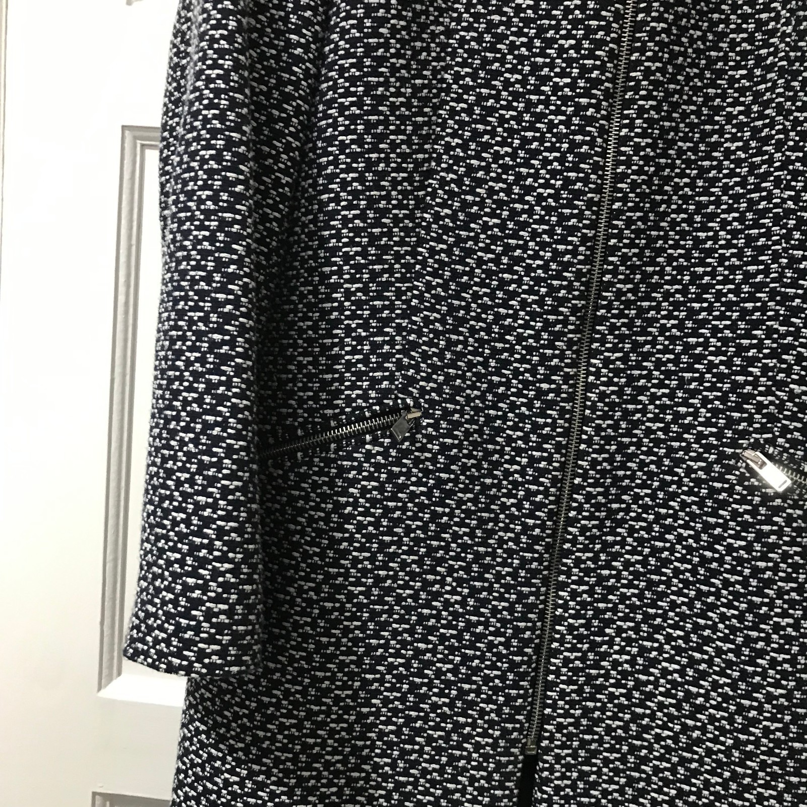 Zara Basic Blue White Woven Jacket Size Large Lon… - image 3