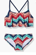 Kanu Surf Girl Alania Flounce Bikini Beach Sport 2 Piece Swimsuit Size 14 01299