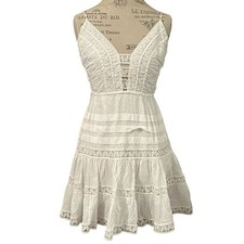 Zimmermann Iris Lace‑Trim Sleeveless Mini Dress Ivory Cream Sz 3 US 10 Sold‑Out