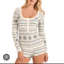 NWT ADORE ME Dawn Ribbed Henley Romper Long Sleeve Button Up Sleepwear XL Sexy