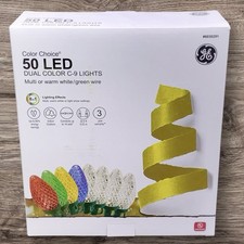 GE Color Choice 50 LED Dual Color C9 Lights Multicolor or Warm White Green Wire