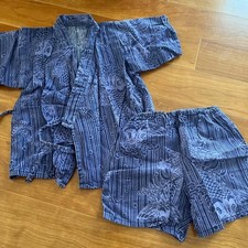 Kids Jinbei 100cm Cotton Boys Traditional Japanese Pajama Set Japan