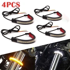 4pcs Motorcycle LED Flexible Strip Light DRL Turn Signal White Amber Switchback
