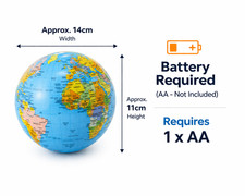 Small Rotating World Globe Desk Ornament 14cm Spinning Map Gift Office UK