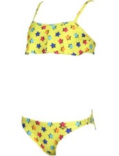 Arena Girls' Swimsuit Printed Frill, Yellow, 140cm UK/USA 26